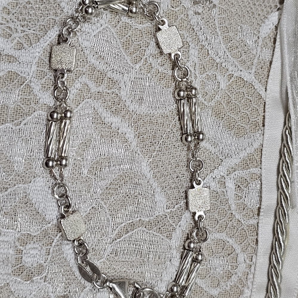 Italy 925 Silver Bead Station Bracelet Vintage - Picture 4 of 11